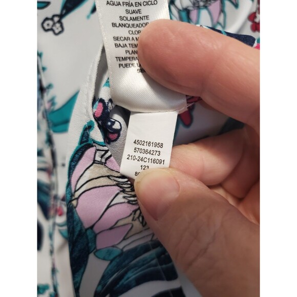 Chico's White Floral V-Neck Dolman Sleeve Button-Up Tunic Size 1 Medium - Picture 7 of 7